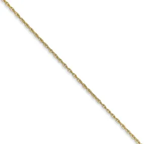 0.8mm, 10k Yellow Gold, Baby Rope Chain Necklace