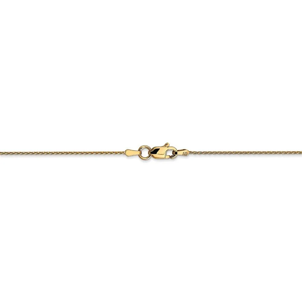 0.8mm 14k Yellow Gold Diamond Cut Round Wheat Chain Necklace