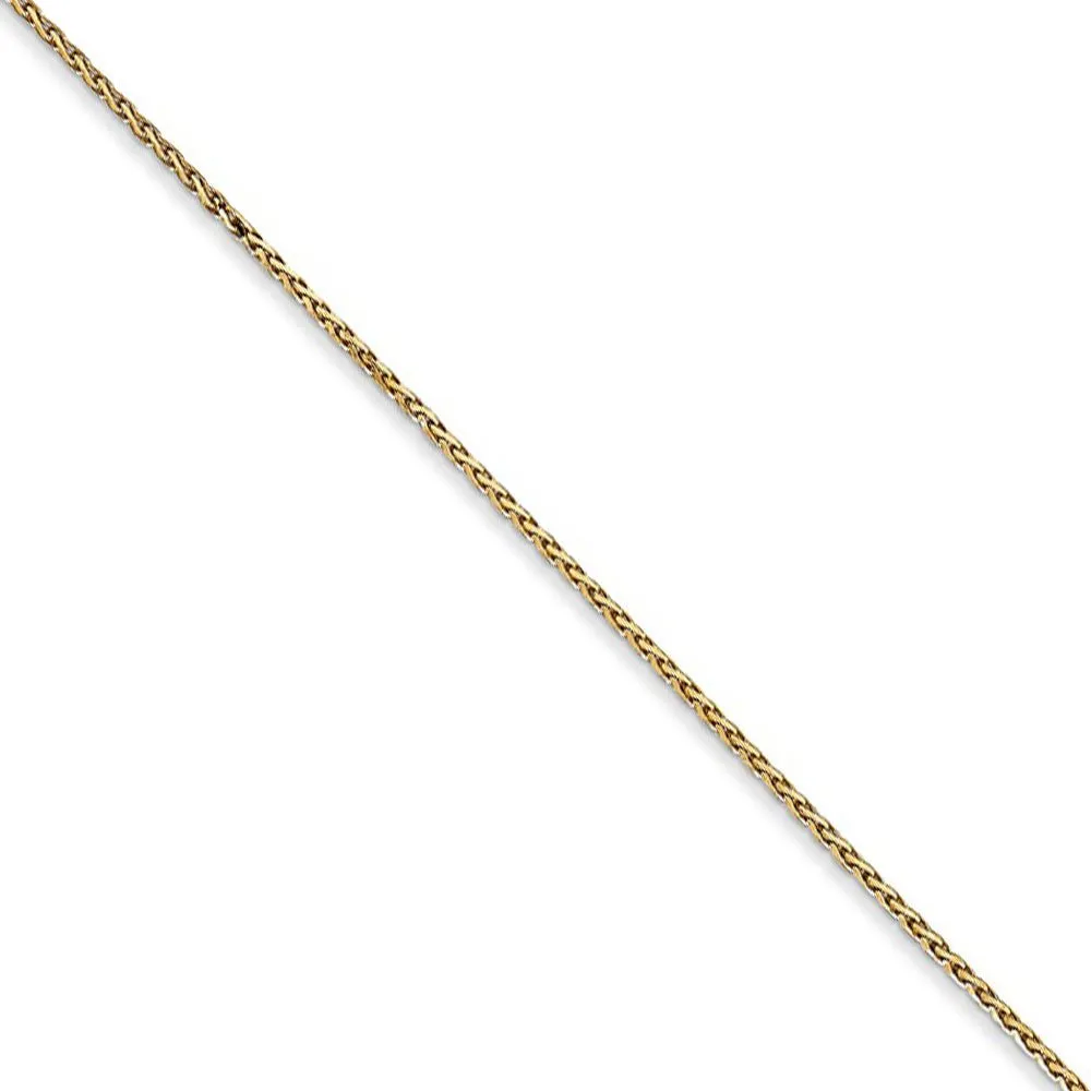 0.8mm 14k Yellow Gold Diamond Cut Round Wheat Chain Necklace