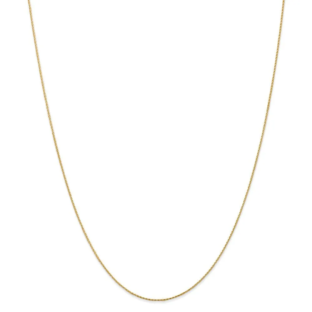 0.8mm 14k Yellow Gold Diamond Cut Round Wheat Chain Necklace