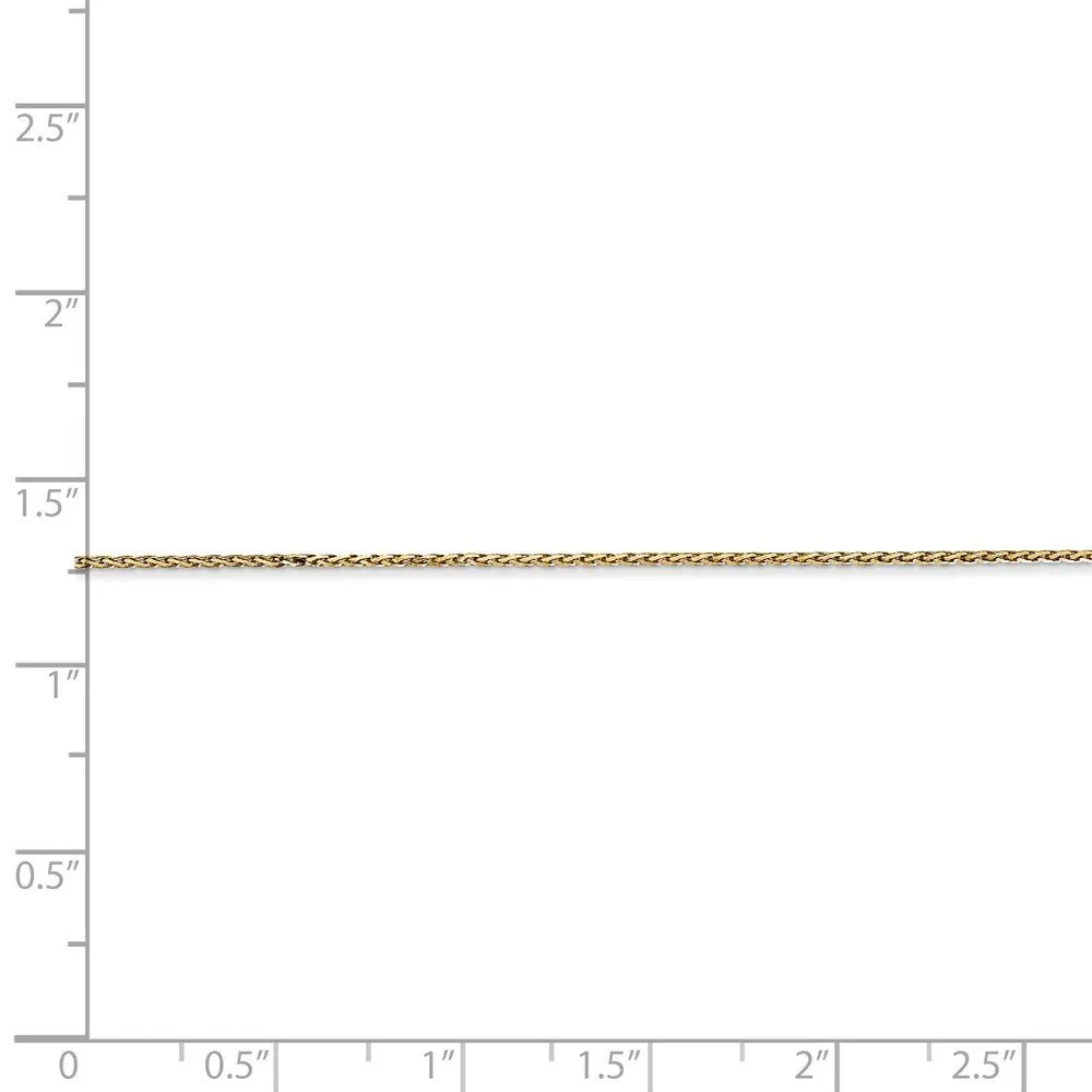 0.8mm 14k Yellow Gold Diamond Cut Round Wheat Chain Necklace