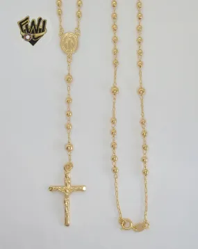 (1-3331) Gold Laminate - 3mm Miraculous Virgin Rosary Necklace - 22 - BGO.