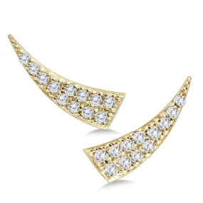 1/4 Ctw Bold Genuine Diamond Climber Earrings In 14K Yellow Gold