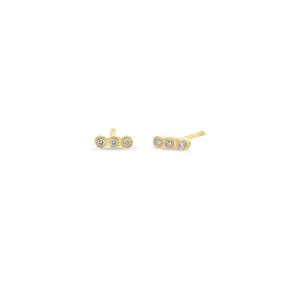 14k 3 Tiny Diamond Bezel Studs