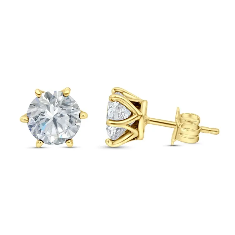 14K Gold Plated, 7mm CZ Stud Earrings - December Birthstone