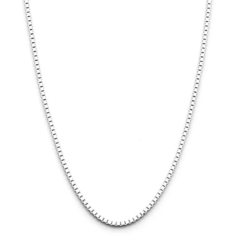 14k White Gold Italian Baby Box Chain 0.55mm 17.5 inch long