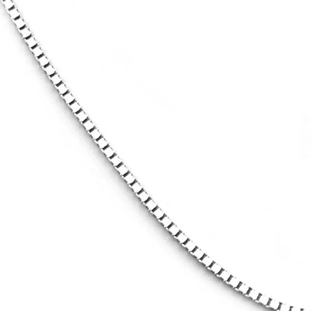 14k White Gold Italian Baby Box Chain 0.55mm 17.5 inch long