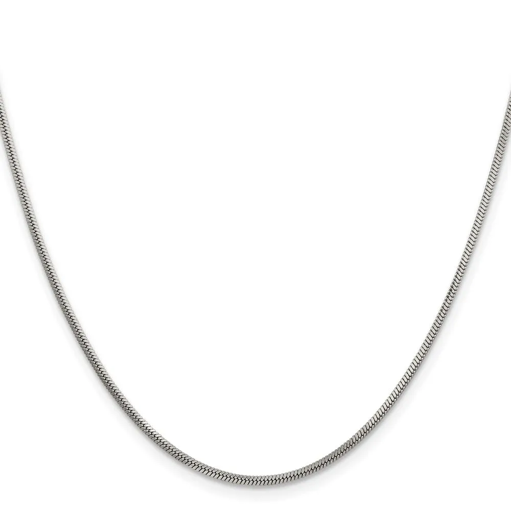 1.5mm Stainless Steel Polished Square Snake Chain Necklace