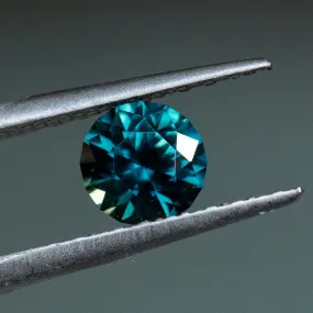 1.60CT ROUND NIGERIAN SAPPHIRE, UNTREATED, DEEP TEAL BLUE GREEN, 6.8X4.6MM