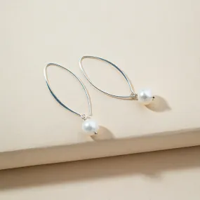 18k White Gold Drop Pearl Earrings