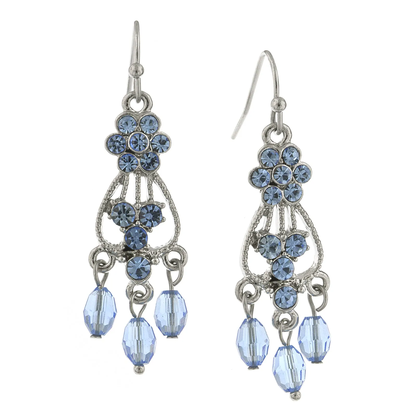 1928 Jewelry Crystal Flower Beaded Drop Chandelier Earrings