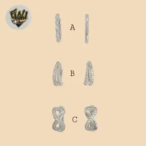 (2-4060) 925 Sterling Silver - Small Zircon Huggies.