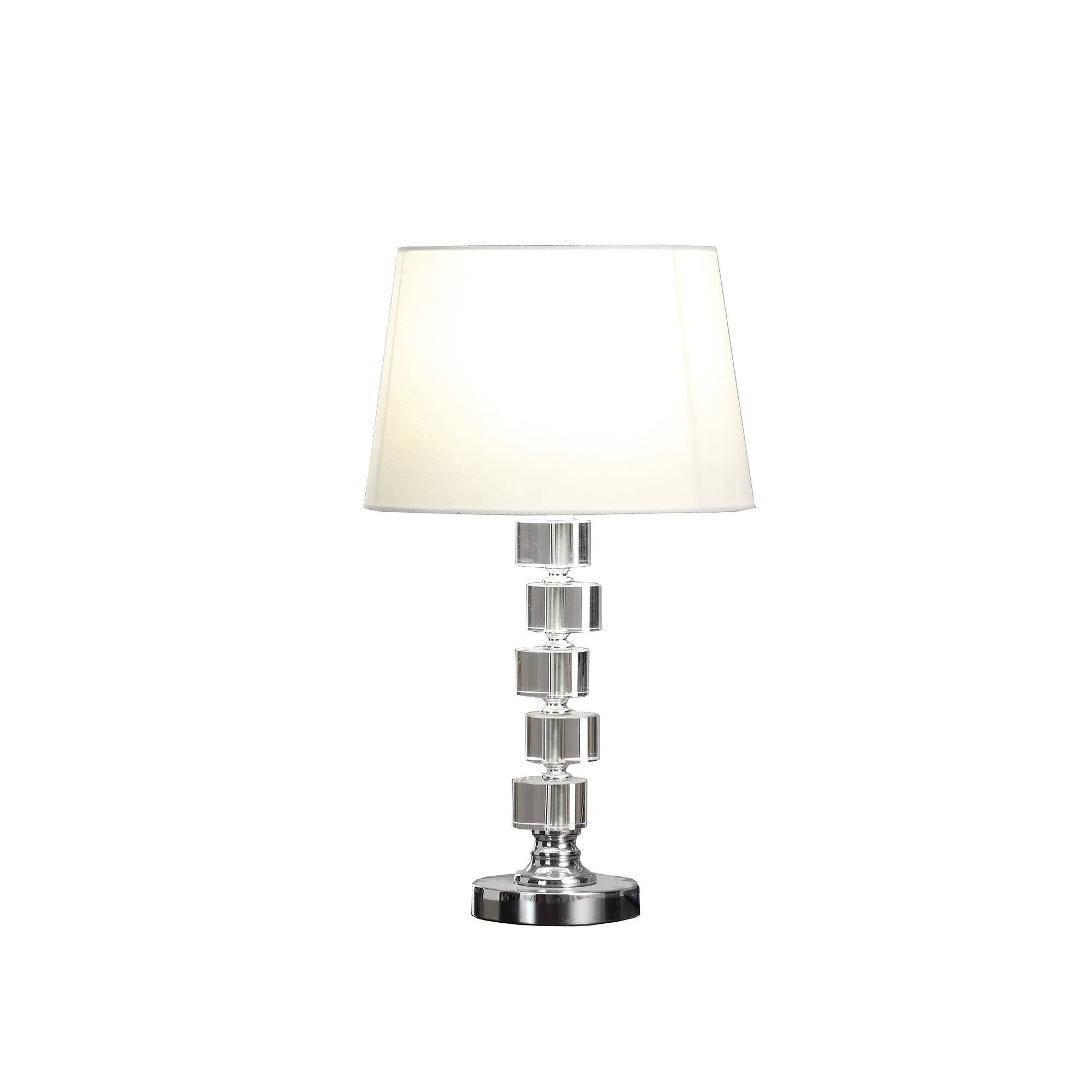 20" Silver Crystal Stacked Geo Cubes Table Lamp With White Classic Empire Shade By Homeroots