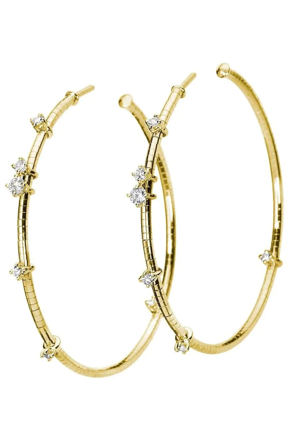 4cm Rugiada Diamond Hoops - Yellow Gold