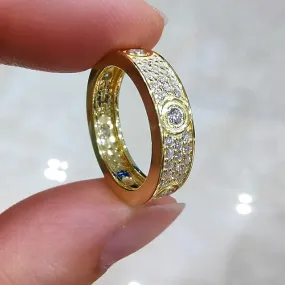 925 Silver Yellow Gold Plated Classic Luxury Love Ring for Women