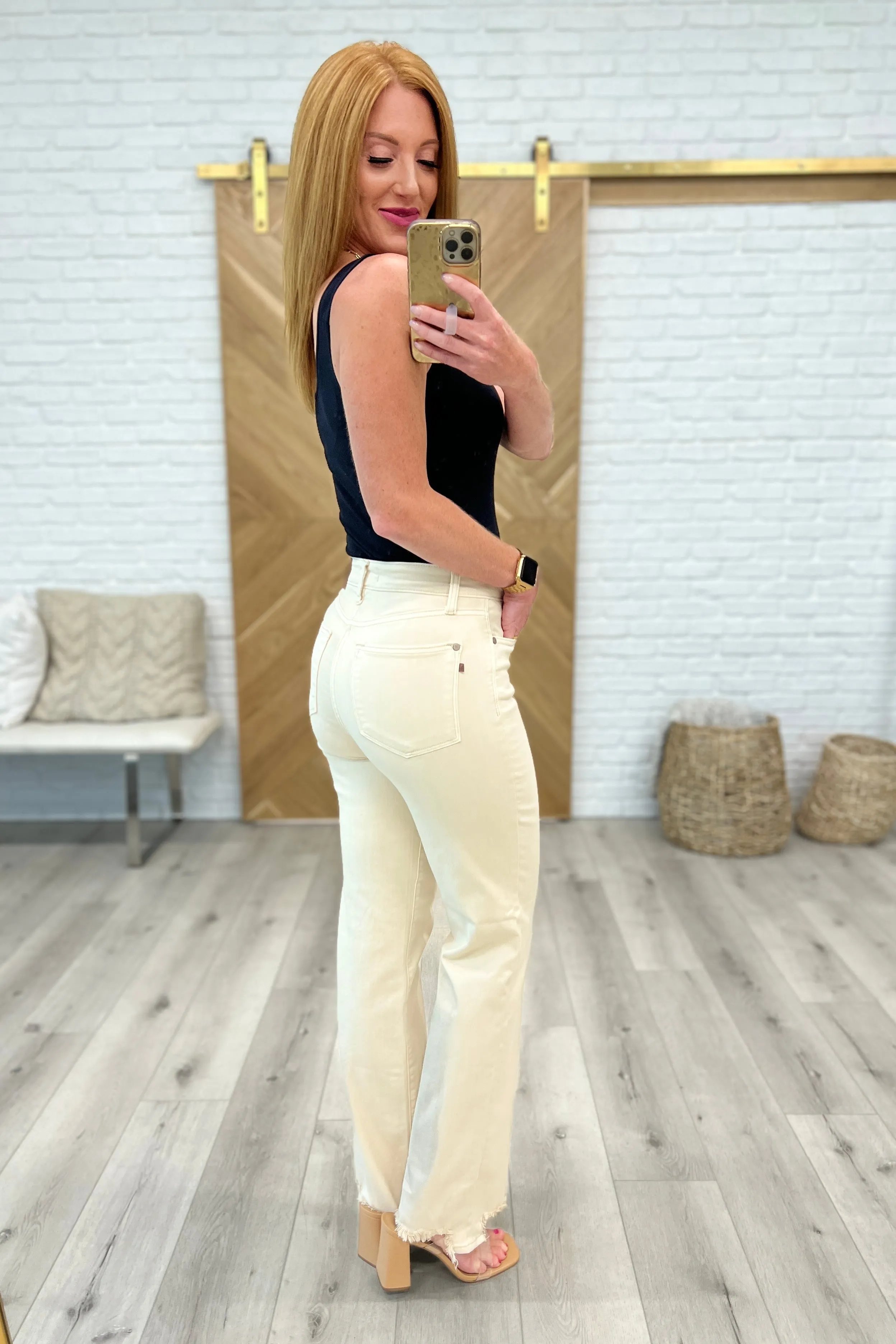 Alice High Rise Over Dyed 90's Straight Jeans in Light Khaki-- Use the code SPRINGJB for 20% off!