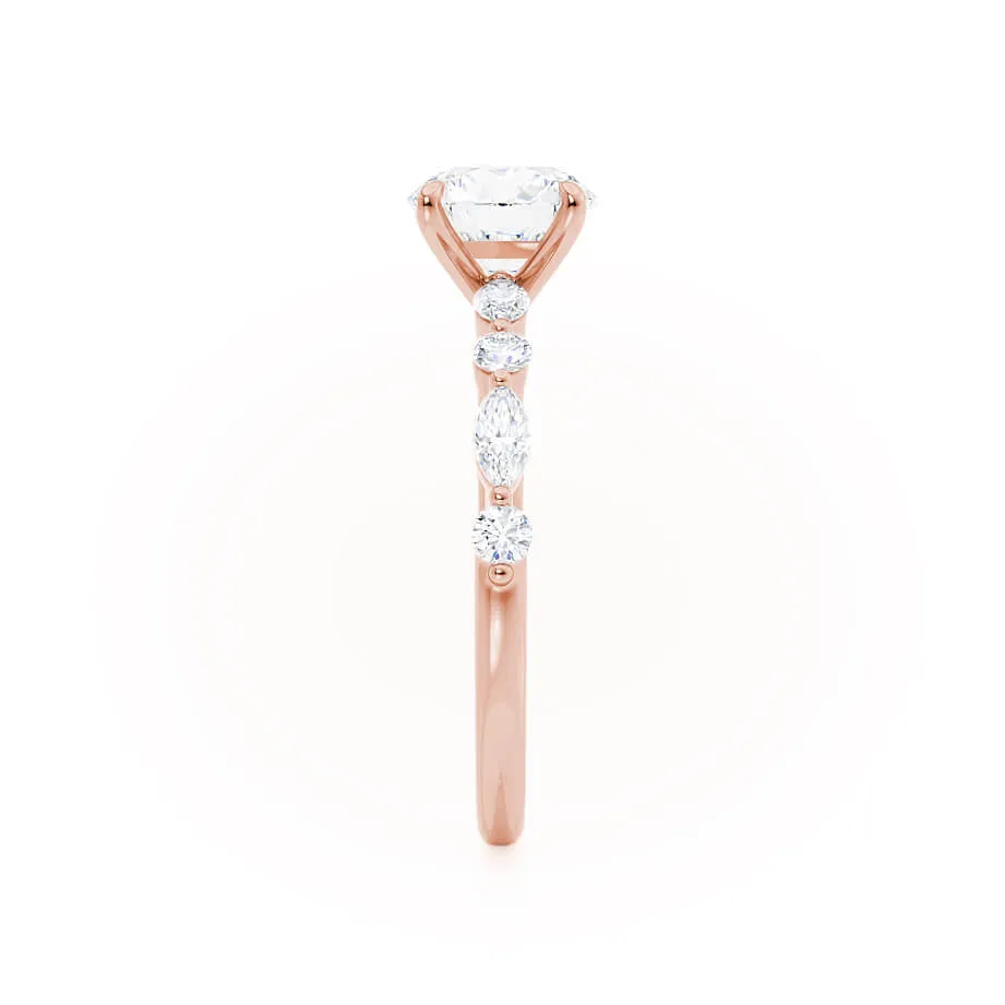 ALLURE - Oval Moissanite & Diamond 18k Rose Gold Scatter Ring