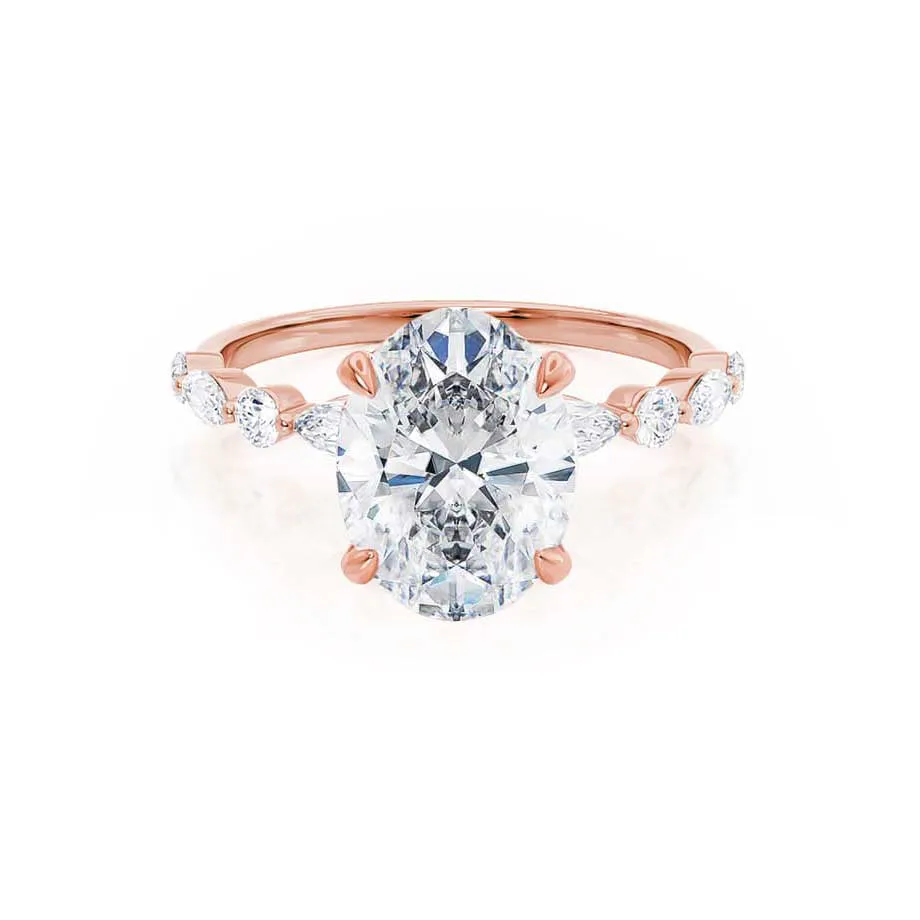 ALLURE - Oval Moissanite & Diamond 18k Rose Gold Scatter Ring