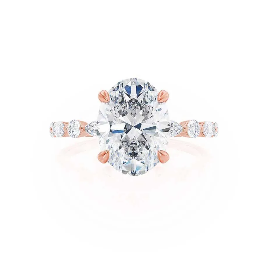 ALLURE - Oval Moissanite & Diamond 18k Rose Gold Scatter Ring