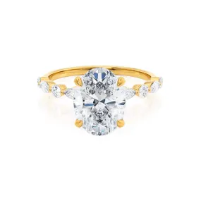 ALLURE - Oval Moissanite & Diamond 18k Yellow Gold Scatter Ring