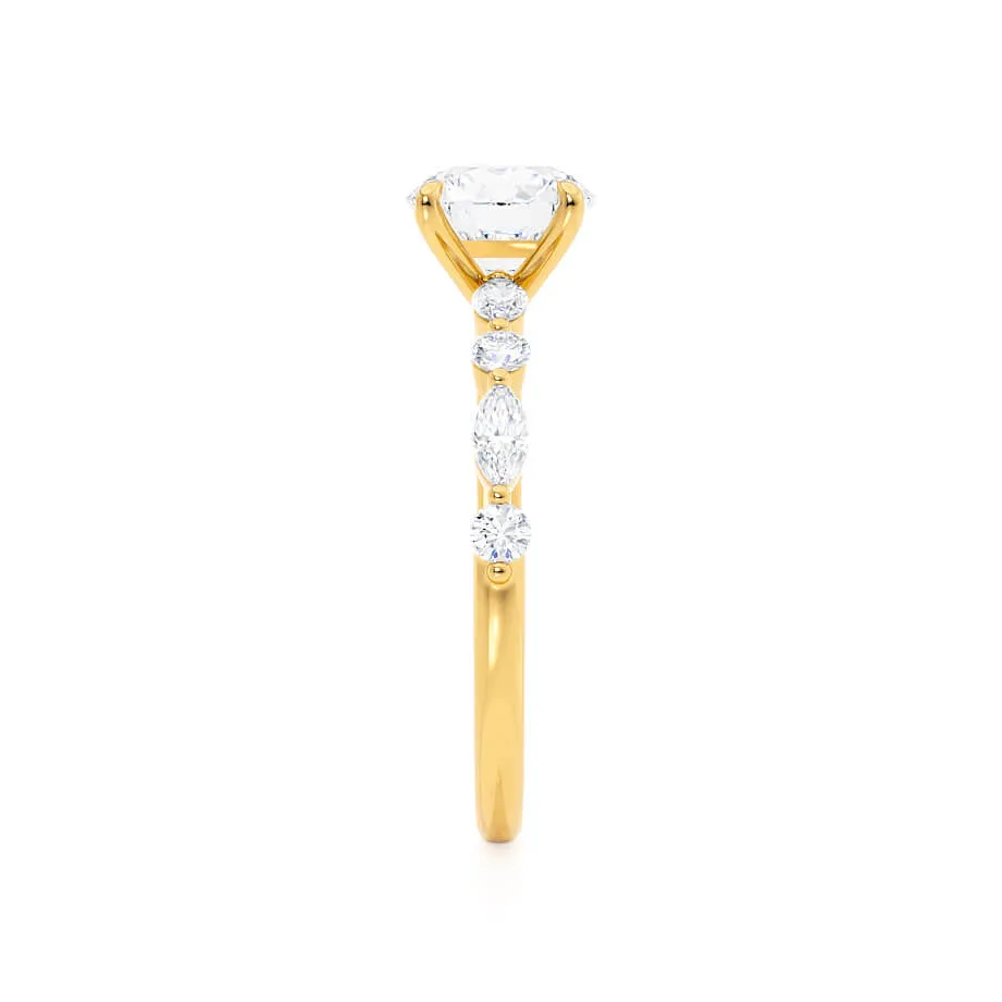 ALLURE - Oval Moissanite & Diamond 18k Yellow Gold Scatter Ring