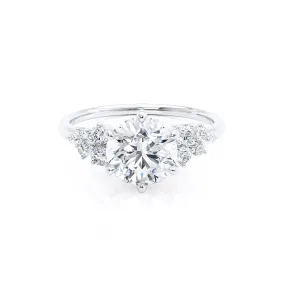 ALYA - Round Lab Diamond Starburst Cluster Shoulder Set Engagement Ring 950 Platinum