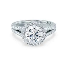 AMELIA - Round Lab Diamond 950 Platinum Halo Ring