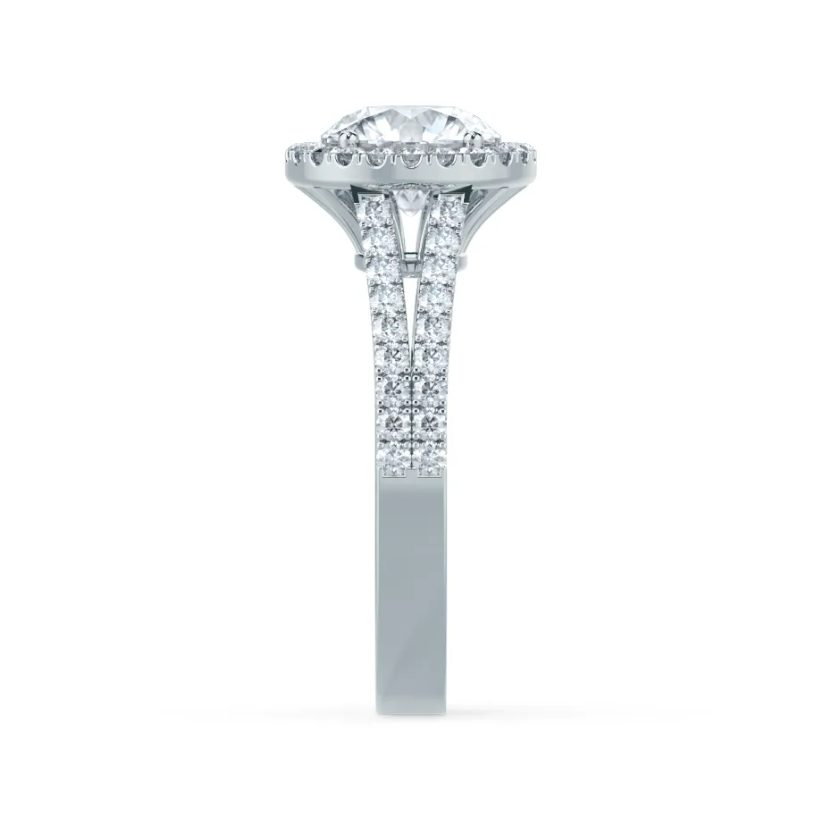 AMELIA - Round Lab Diamond 950 Platinum Halo Ring