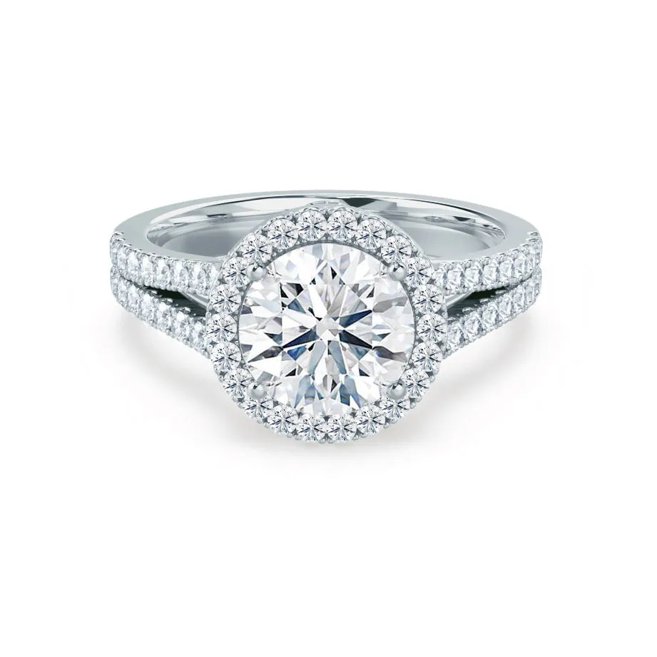 AMELIA - Round Lab Diamond 950 Platinum Halo Ring