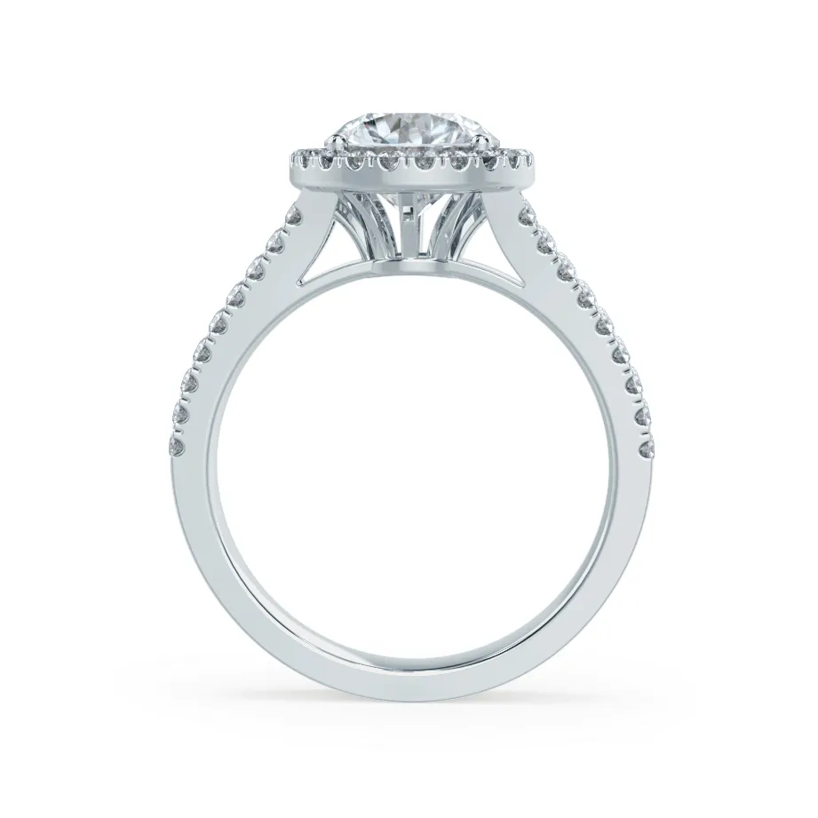 AMELIA - Round Lab Diamond 950 Platinum Halo Ring