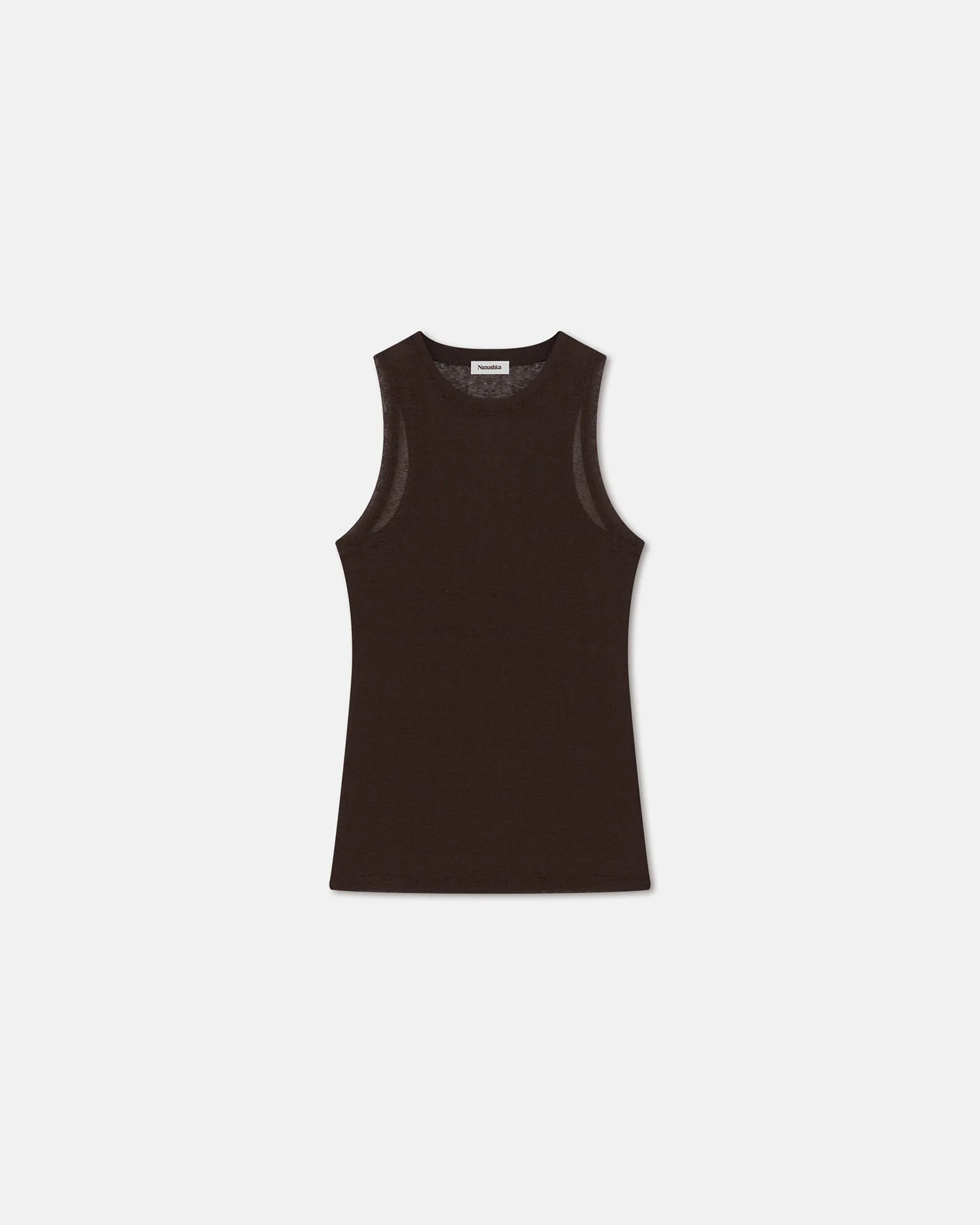 Anneke - Mesh-Jersey Tank Top - Nutmeg