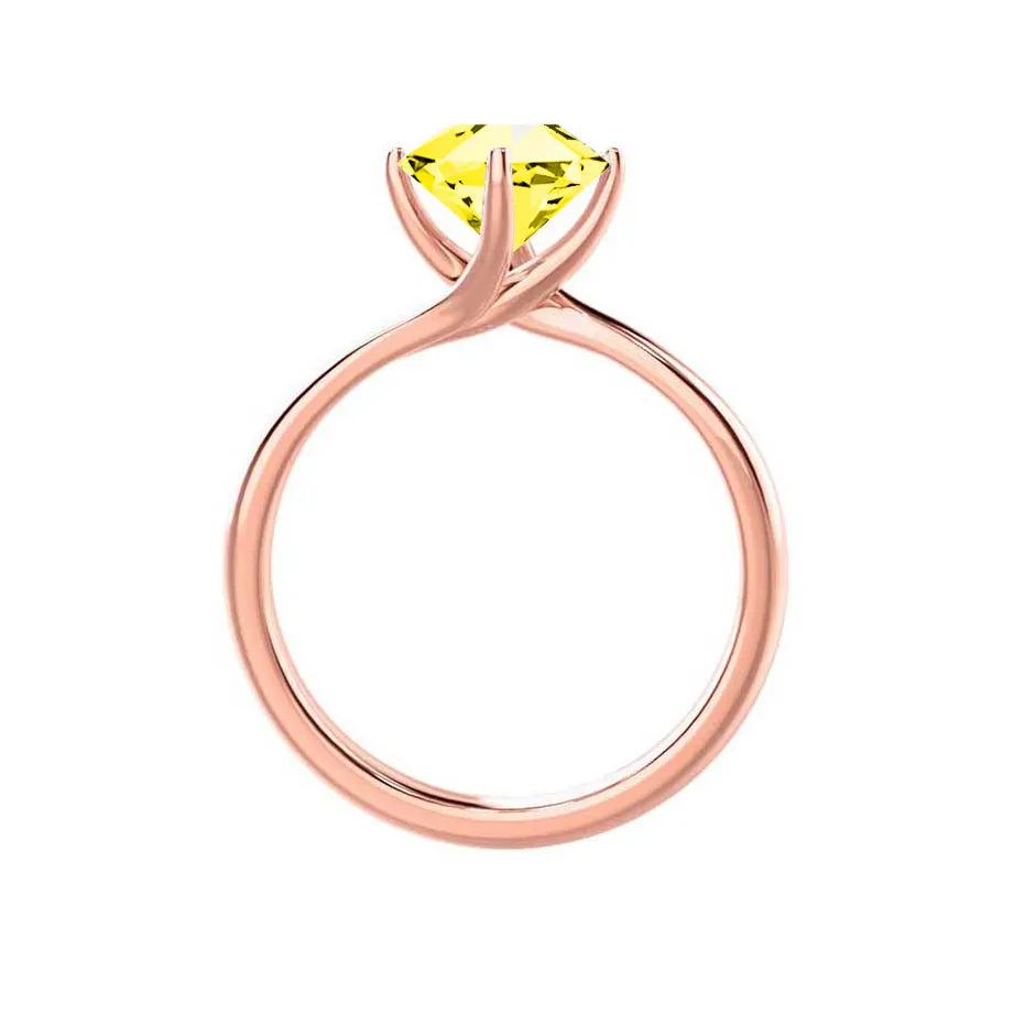 ANNORA - Chatham® Yellow Sapphire 18k Rose Gold Twist Solitaire Ring