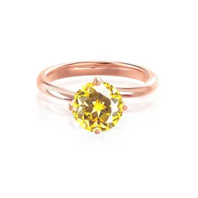 ANNORA - Chatham® Yellow Sapphire 18k Rose Gold Twist Solitaire Ring