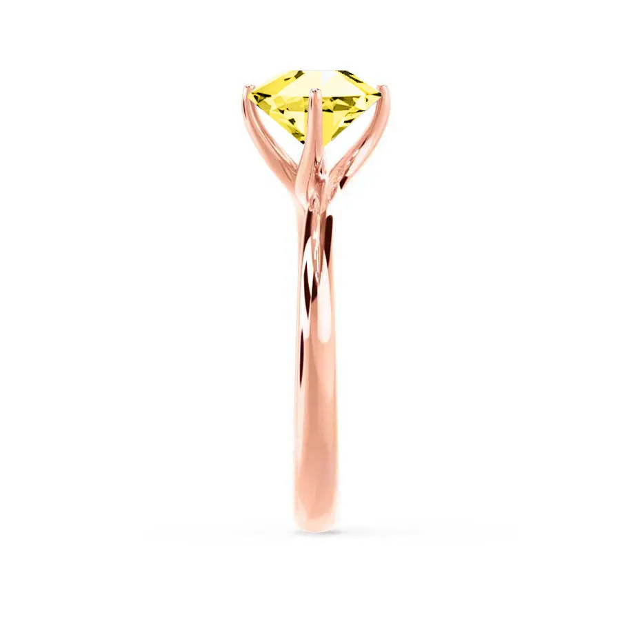 ANNORA - Chatham® Yellow Sapphire 18k Rose Gold Twist Solitaire Ring