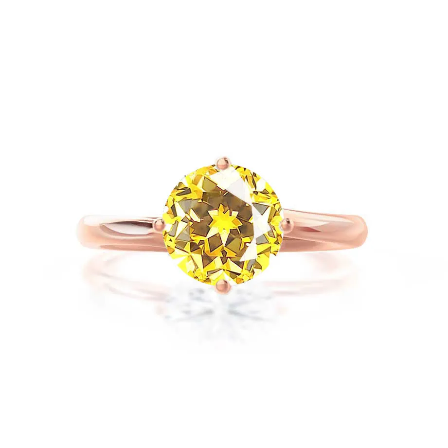 ANNORA - Chatham® Yellow Sapphire 18k Rose Gold Twist Solitaire Ring