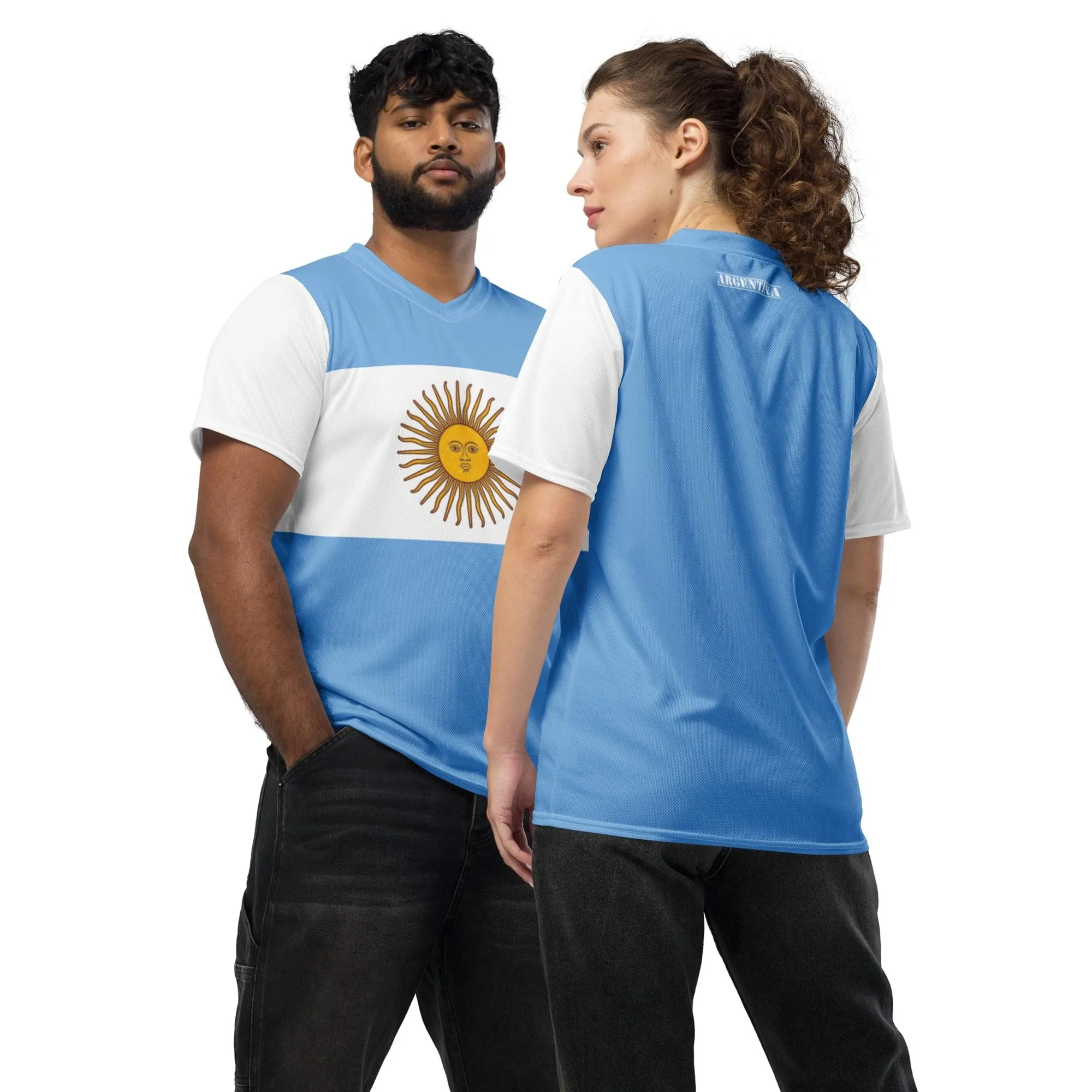 Argentina Flag Recycled Polyester Unisex Sports Jersey