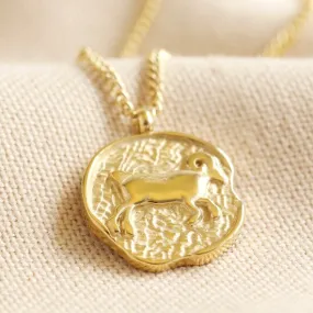 Aries Gold Zodiac Pendant Necklace