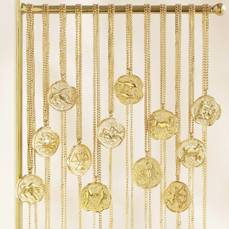 Aries Gold Zodiac Pendant Necklace