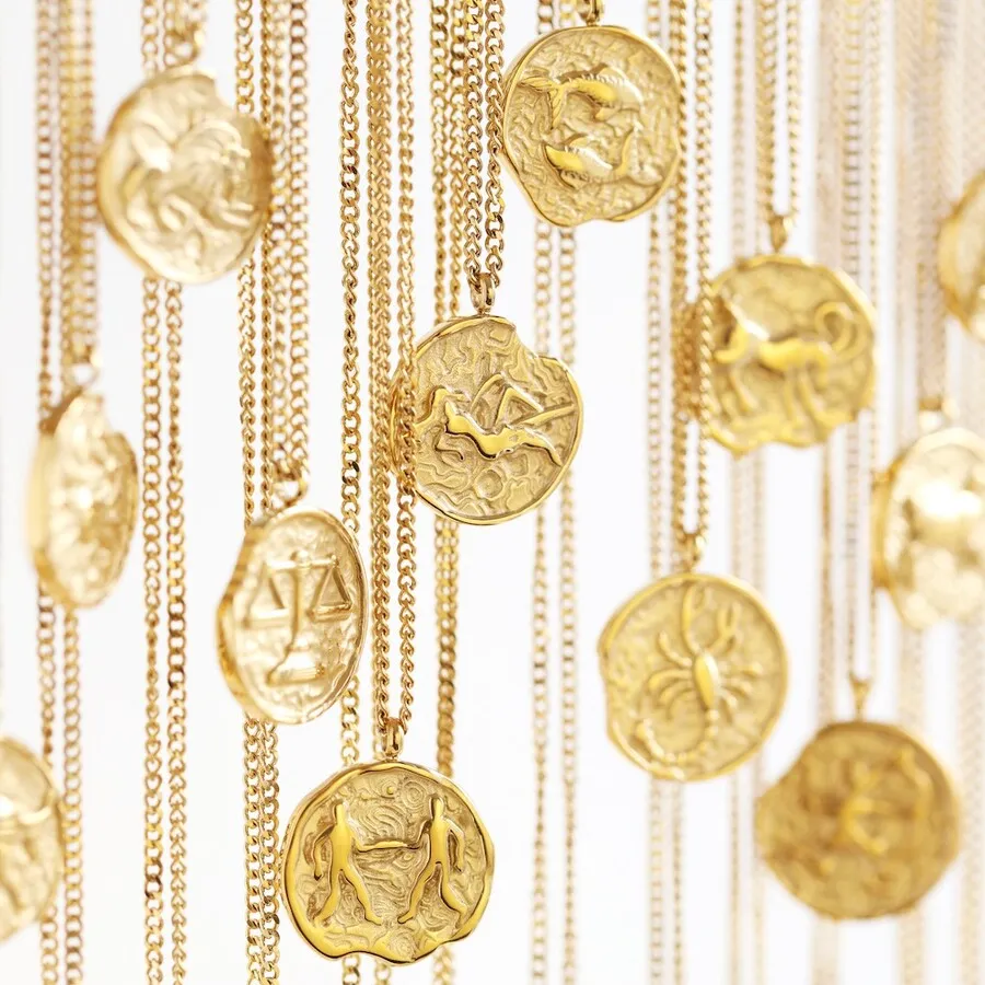 Aries Gold Zodiac Pendant Necklace