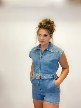 Atta Girl Denim Romper