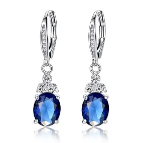 Authentic White & Blue Crystal Anti-allergic Drop Earring