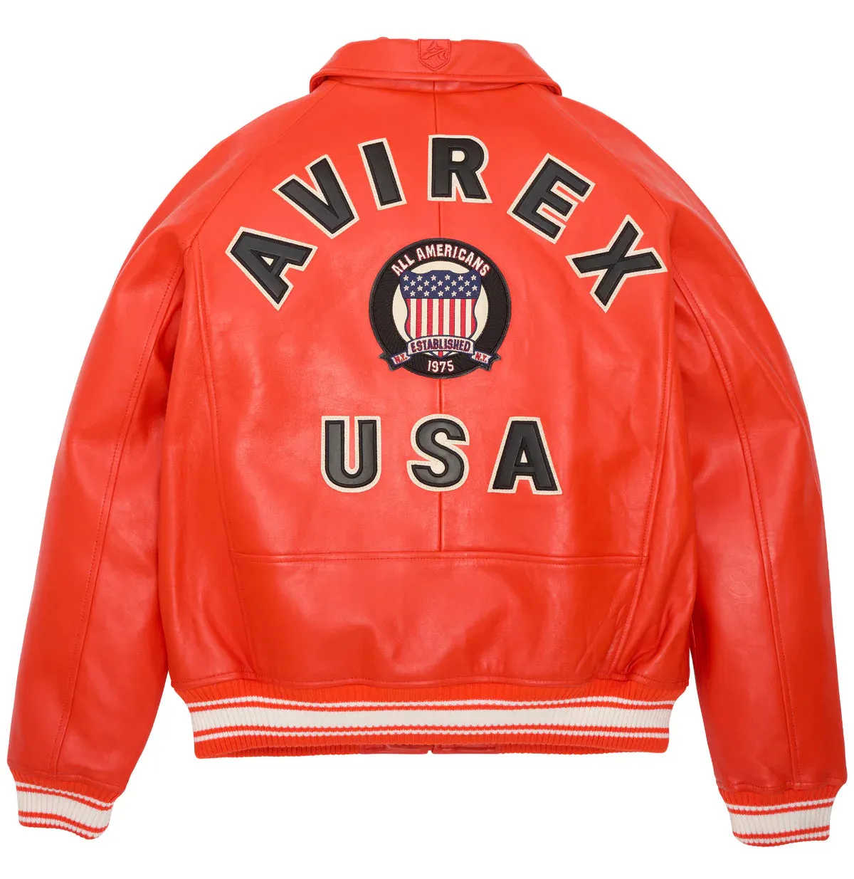 AVIREX ICON LEATHER JACKET - ORANGE