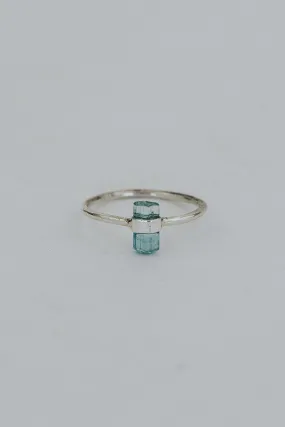 Banded Crystal Ring - Aqua Tourmaline - Sterling Silver