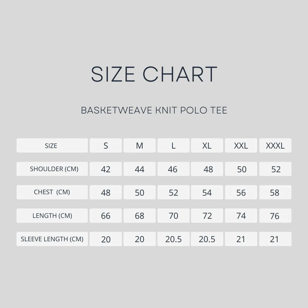 Basketweave Knit Polo Tee - Steel Blue