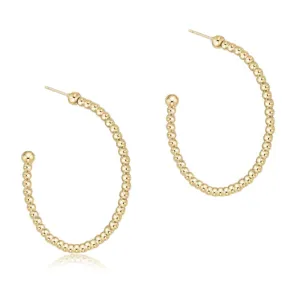 Beaded Classic 1.25" Post Hoop - 2mm Gold