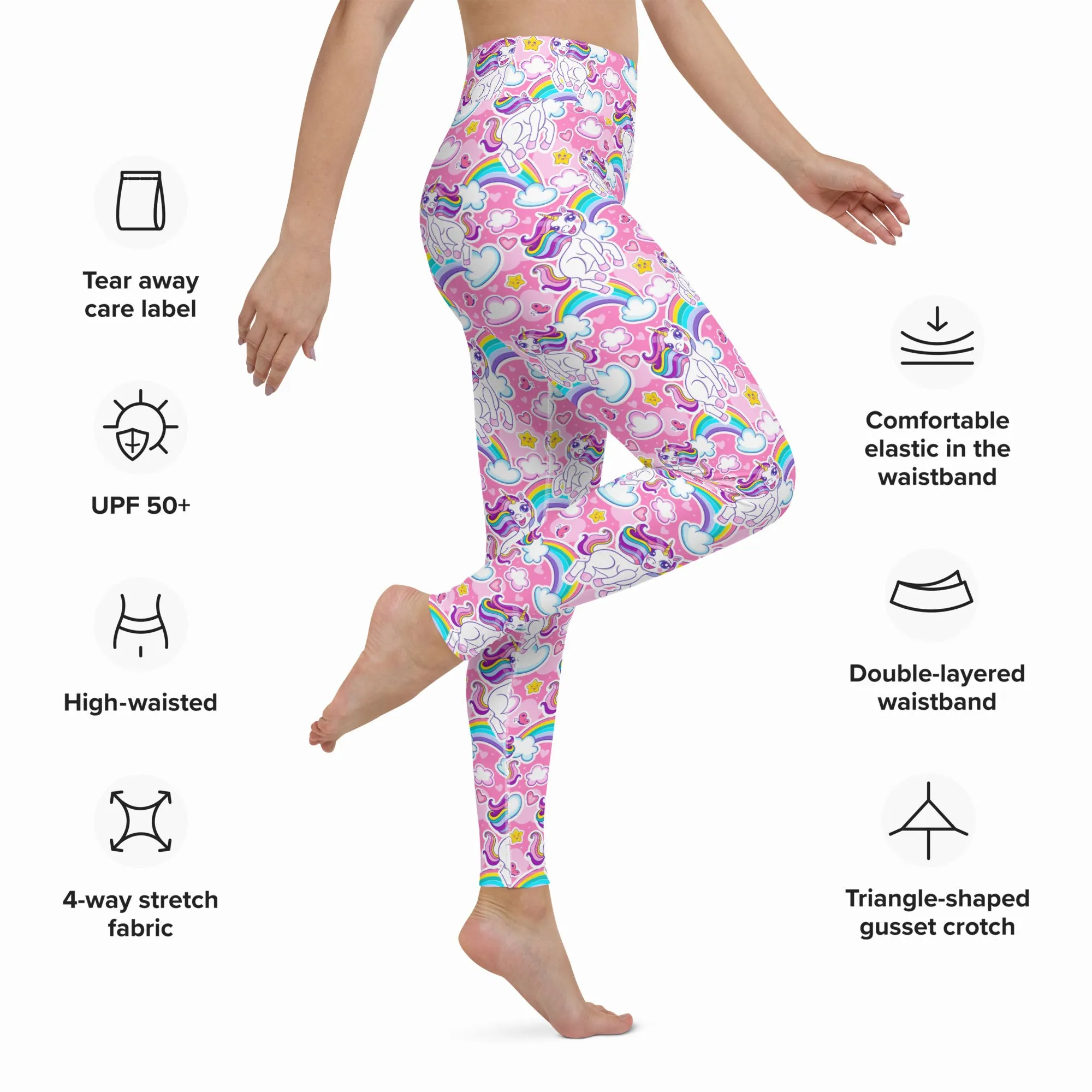 Best Womens Magical Fitness Pink Cartoon Unicorn Yoga Leggings