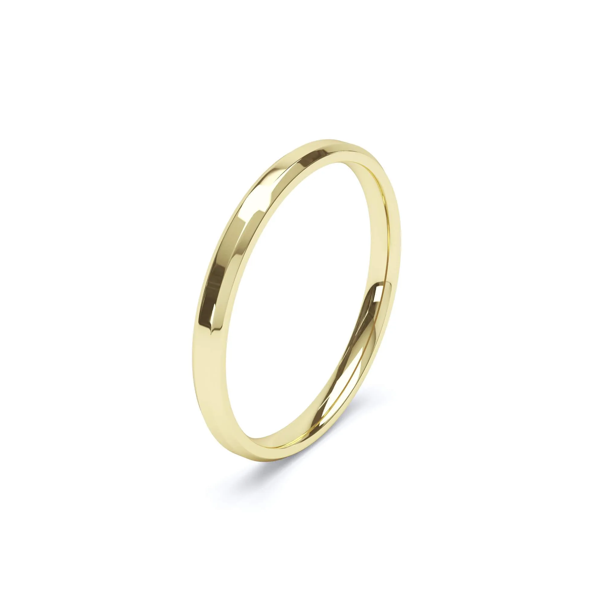 - Bevelled Edge Profile Plain Wedding Ring 9k Yellow Gold