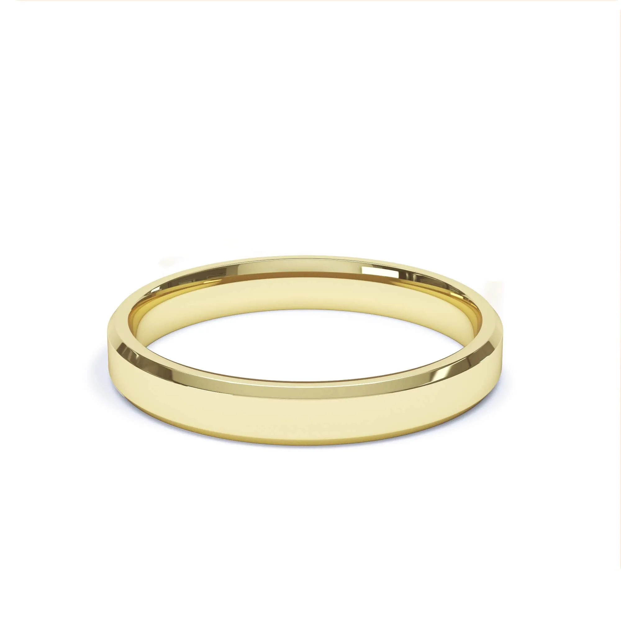 - Bevelled Edge Profile Plain Wedding Ring 9k Yellow Gold