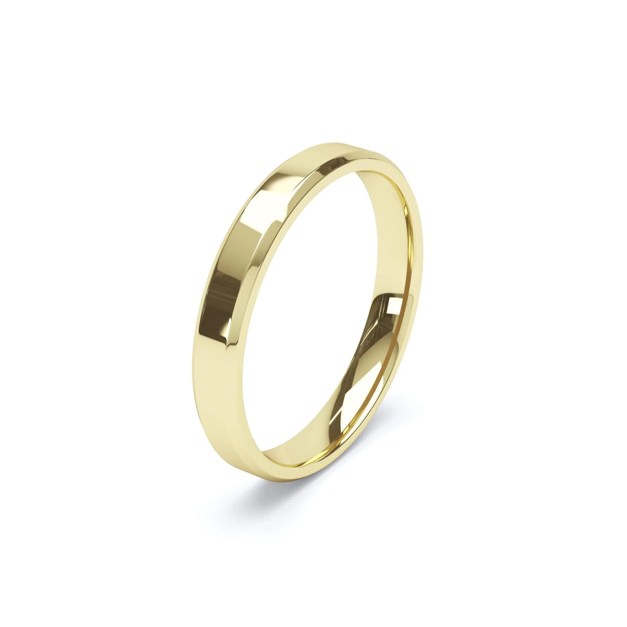 - Bevelled Edge Profile Plain Wedding Ring 9k Yellow Gold