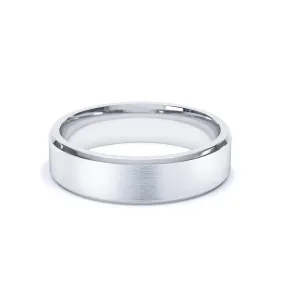 - Bevelled Edge Satin Polish Wedding Ring 18k White Gold